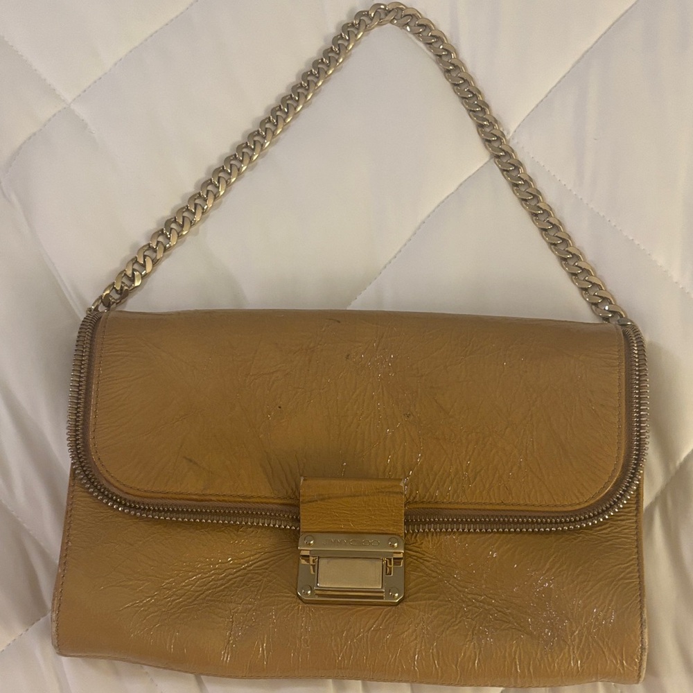 Jimmy Choi Tan Leather Chain Strap Bag